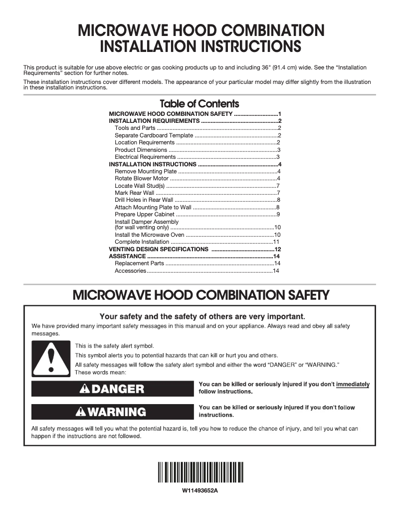 Página 1 del manual Guía de instalación Whirlpool WMHA9019HV