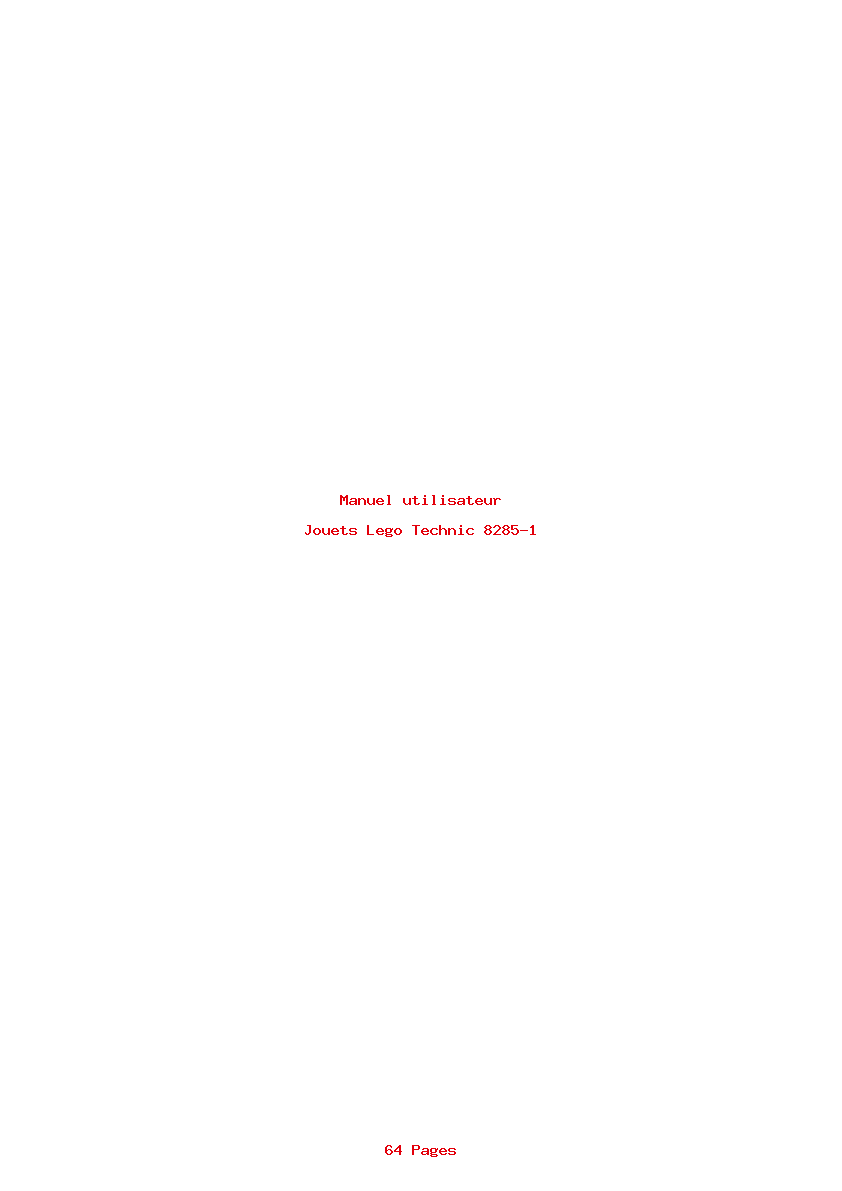 Page 1 de la notice Manuel utilisateur Lego Technic 8285-1