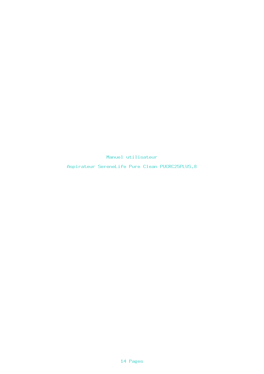 Page 1 de la notice Manuel utilisateur SereneLife Pure Clean PUCRC25PLUS.8