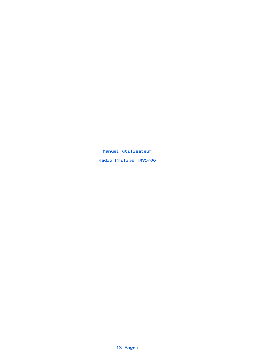 Page 1 de la notice Manuel utilisateur Philips TAVS700