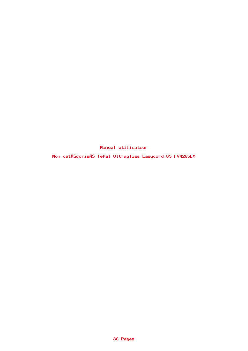 Page 1 de la notice Manuel utilisateur Tefal Ultragliss Easycord 65 FV4265E0