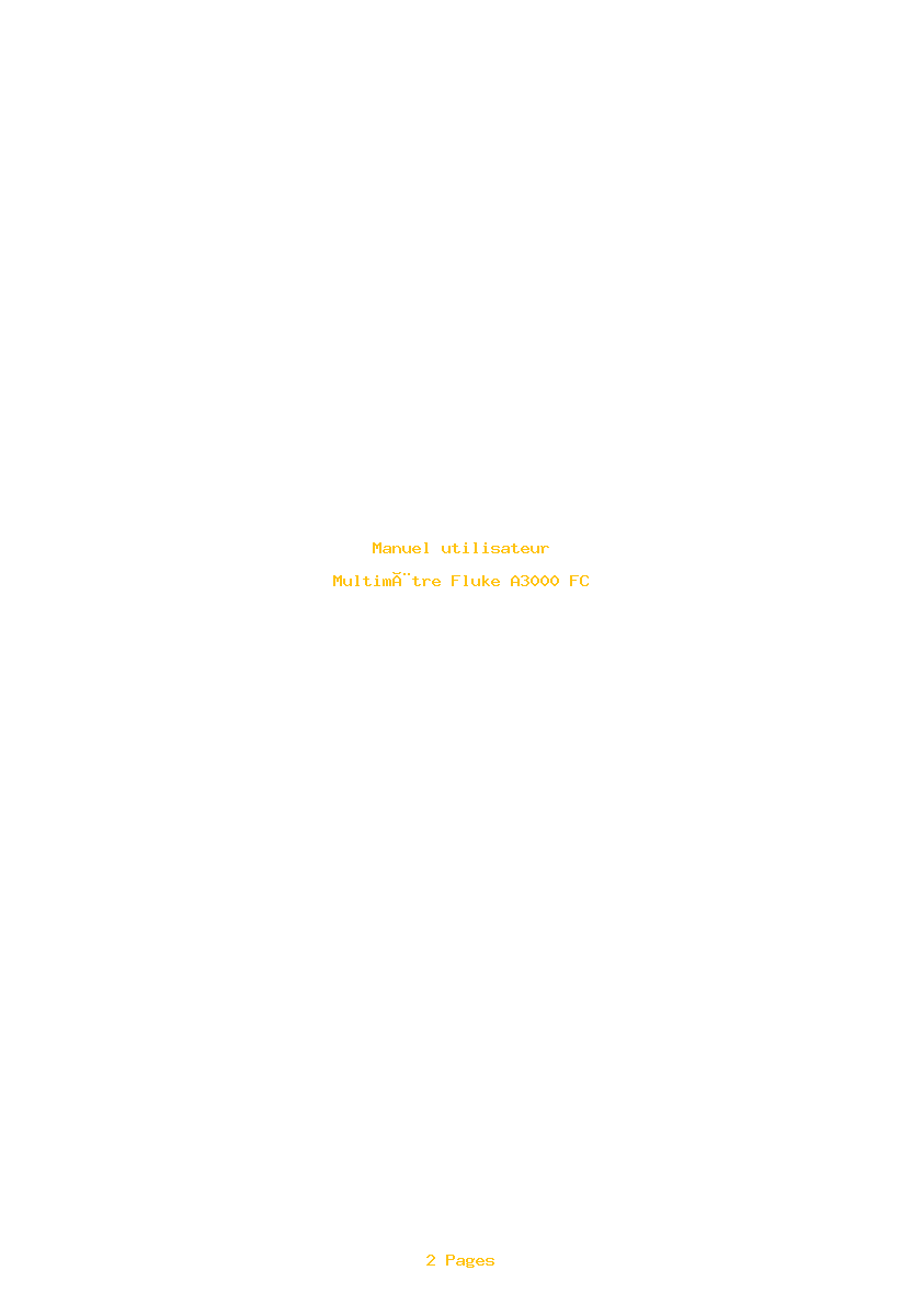 Page 1 de la notice Manuel utilisateur Fluke A3000 FC