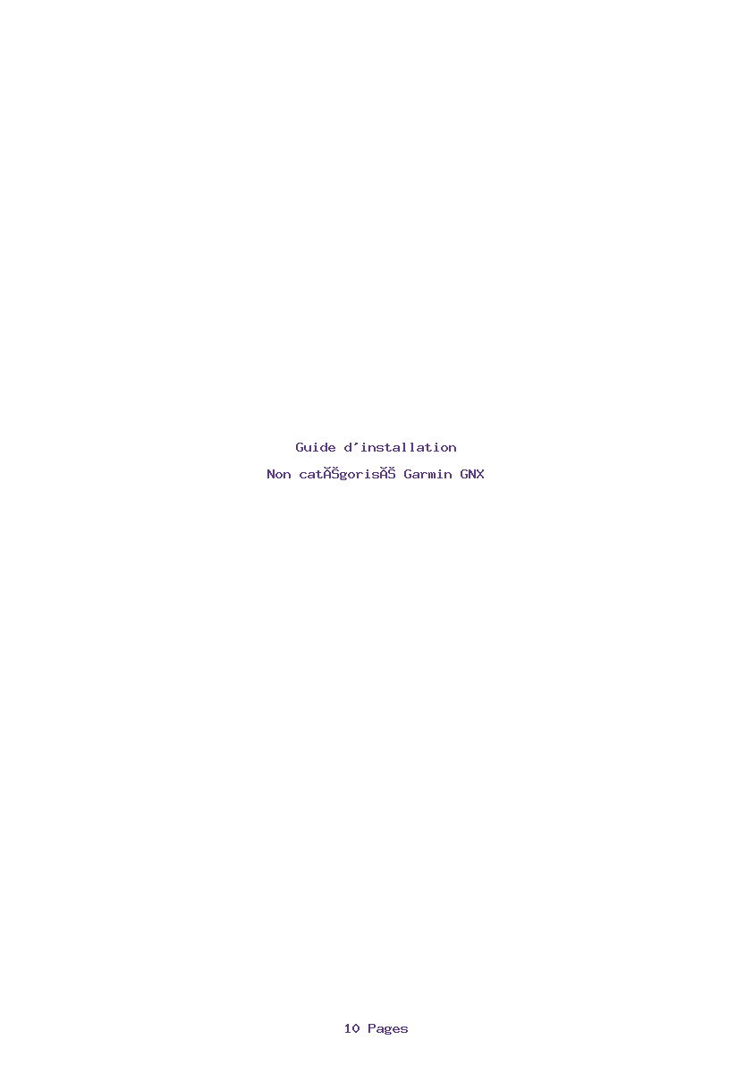 Page 1 de la notice Guide d'installation Garmin GNX