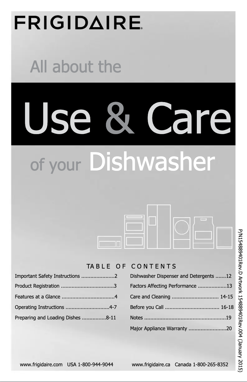 Page 1 of the manual User Manual Frigidaire Gallery 24''