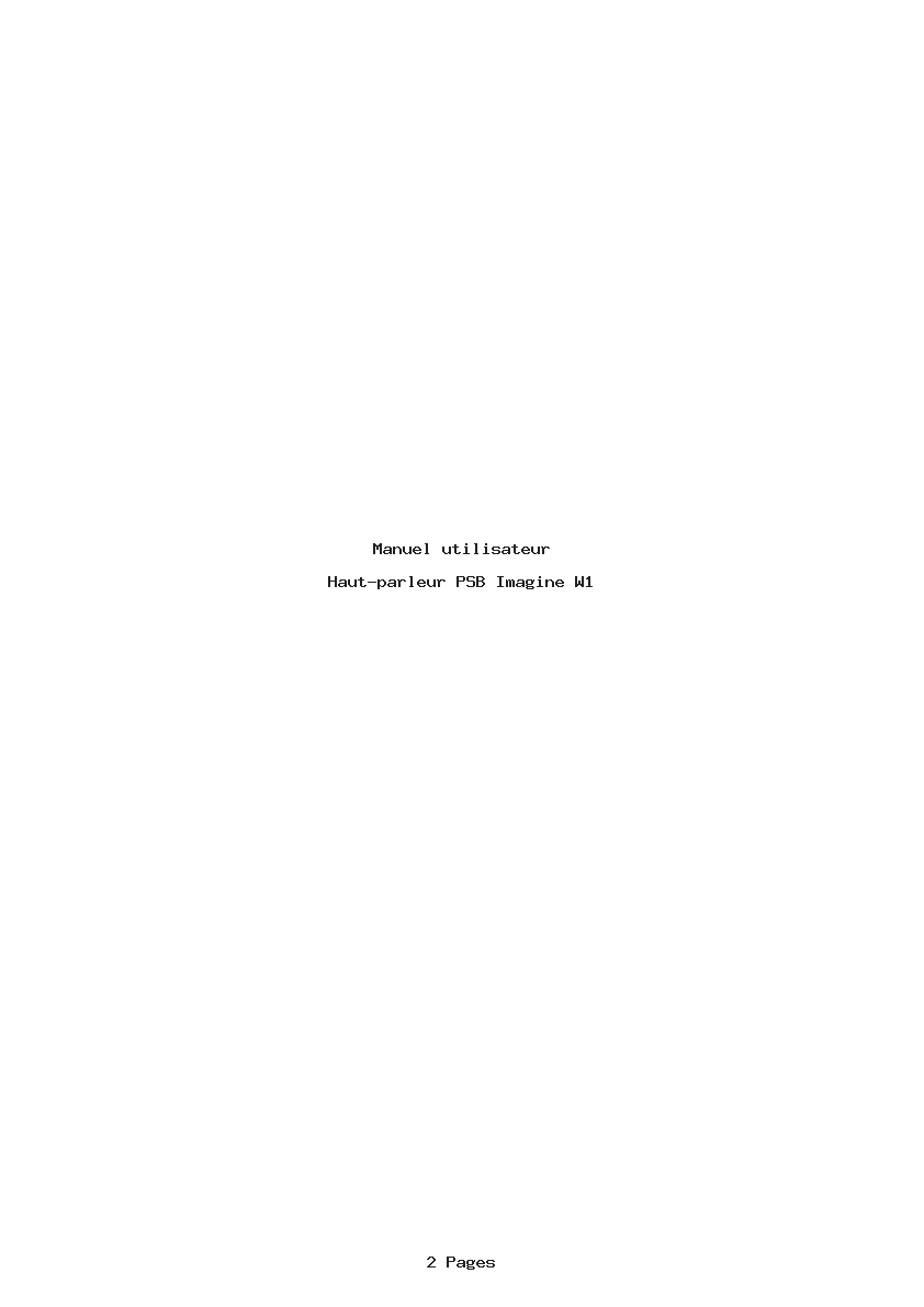 Page 1 de la notice Manuel utilisateur PSB Imagine W1