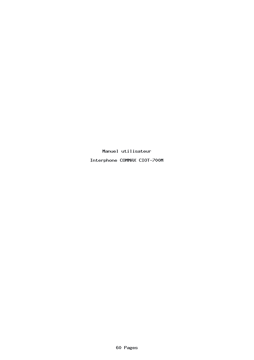 Page 1 de la notice Manuel utilisateur COMMAX CIOT-700M