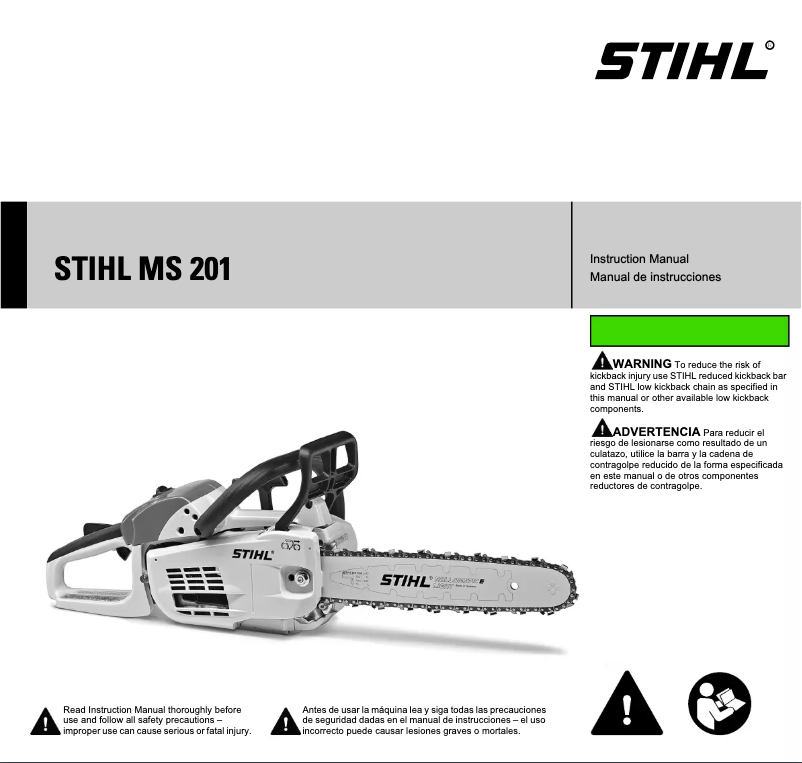 Page 1 de la notice Manuel utilisateur Stihl MS 201