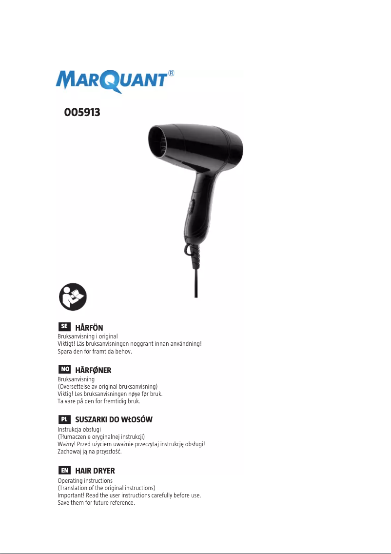 Page 1 of the manual User Manual Marquant 005-913