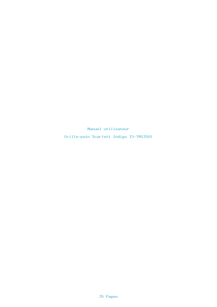 Page 1 de la notice Manuel utilisateur Scarlett Indigo IS-TM12501