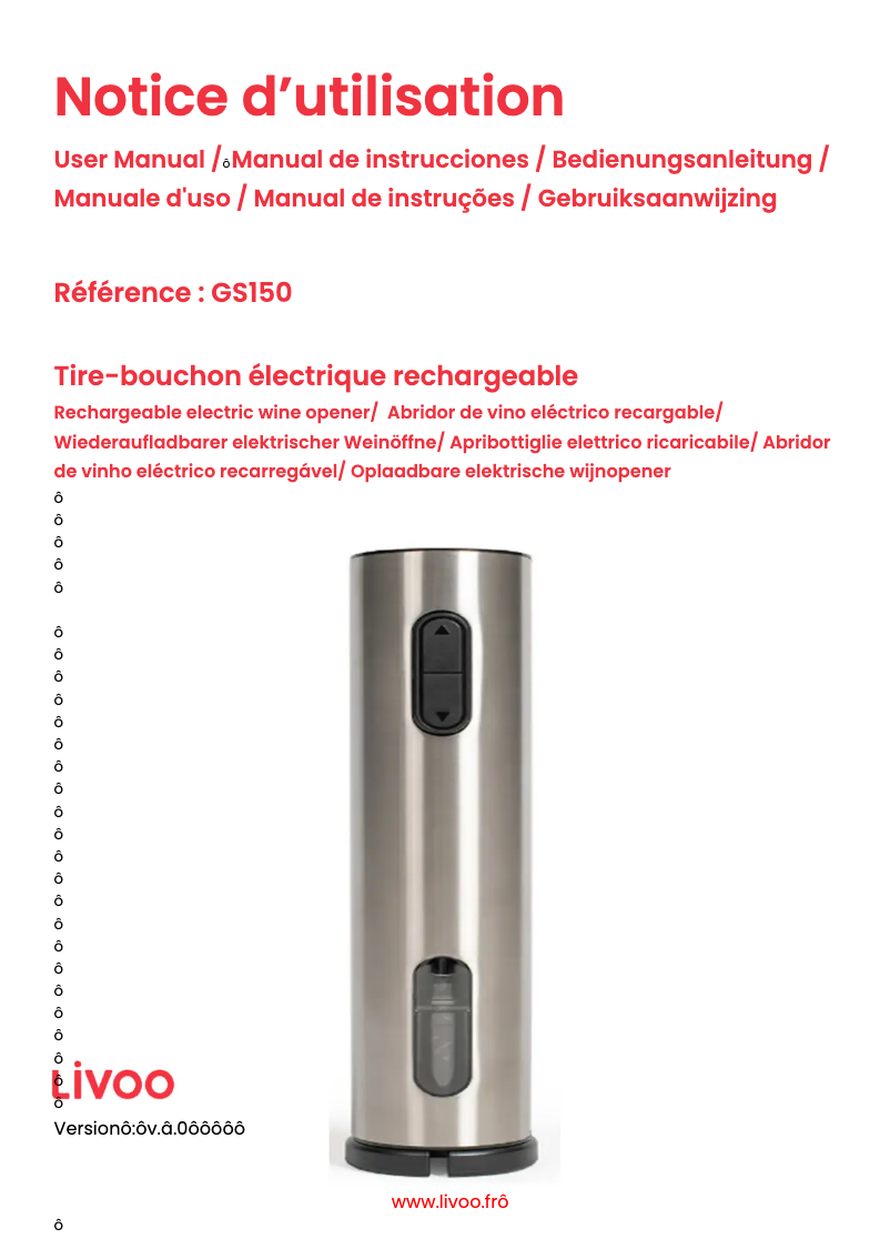 Page 1 de la notice Manuel utilisateur Livoo GS150