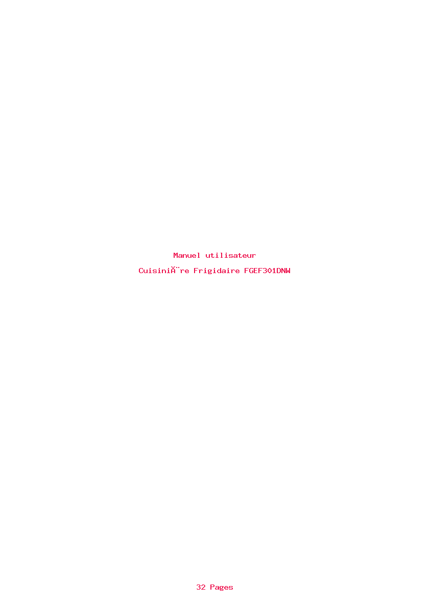 Page 1 de la notice Manuel utilisateur Frigidaire FGEF301DNW
