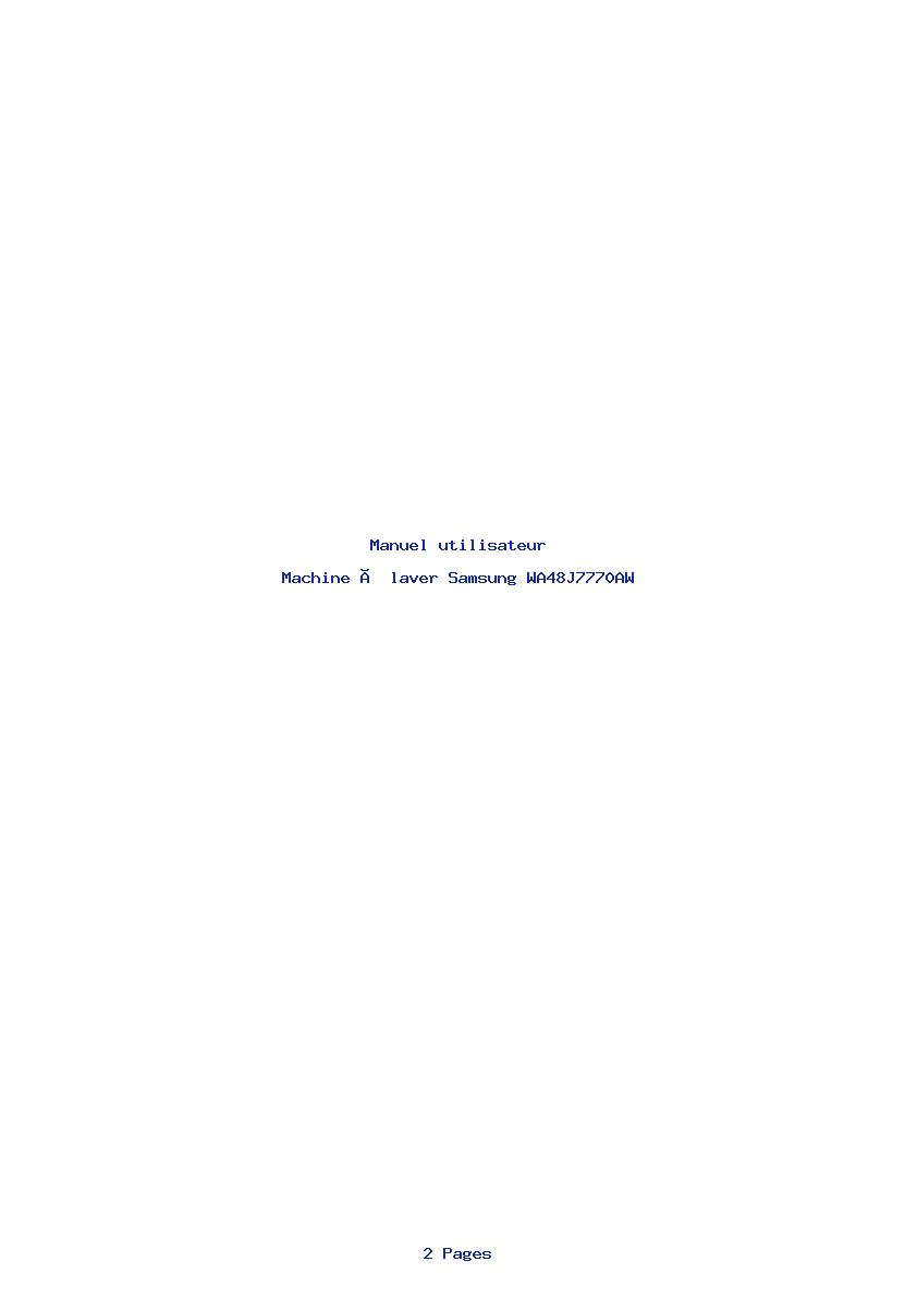 Page 1 de la notice Manuel utilisateur Samsung WA48J7770AW