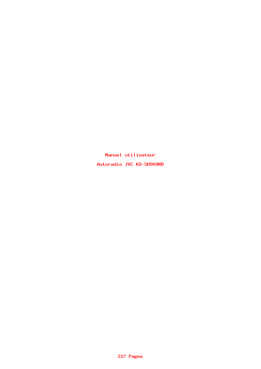 Page 1 de la notice Manuel utilisateur JVC KD-SH909RB