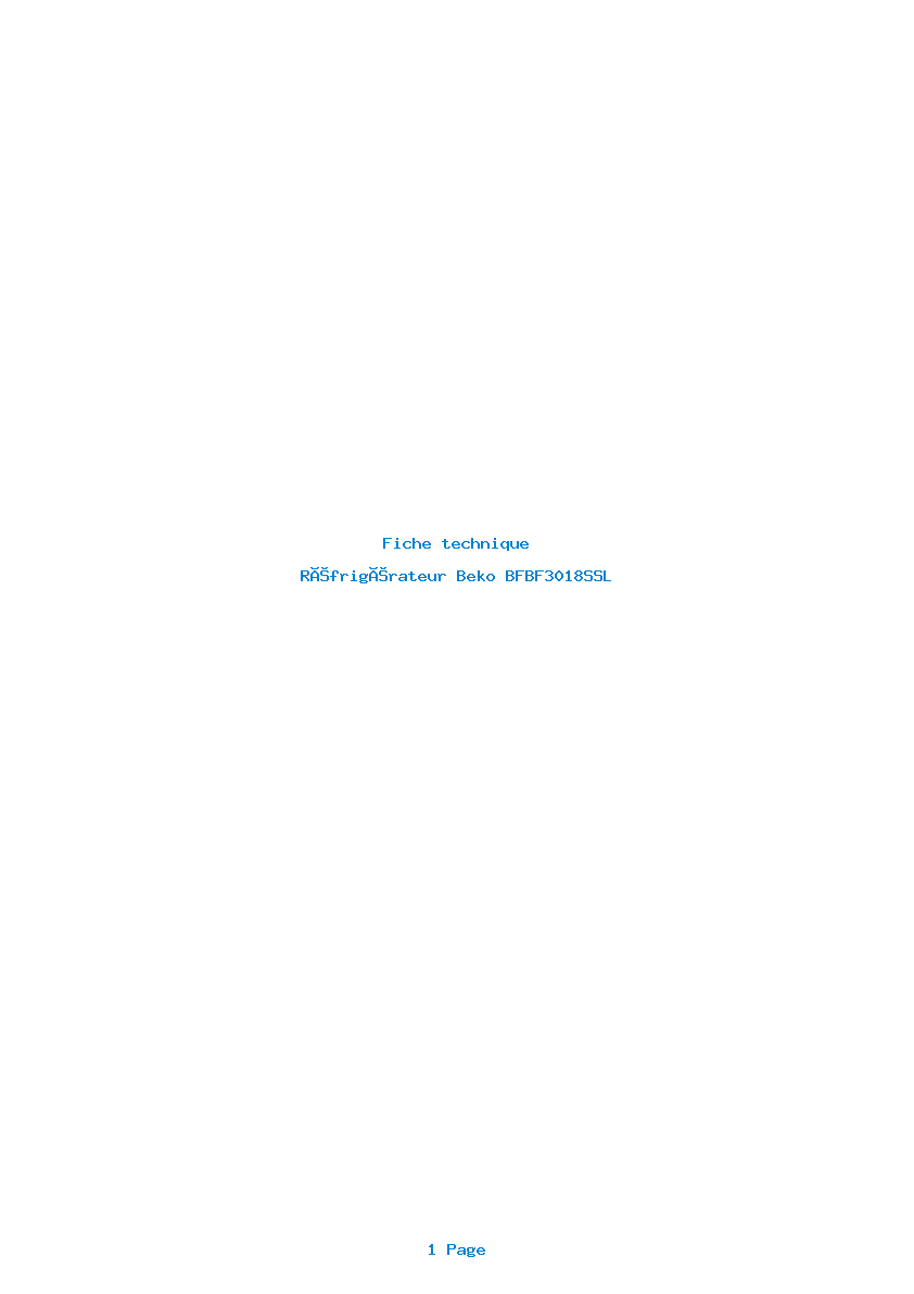 Page 1 de la notice Fiche technique Beko BFBF3018SSL