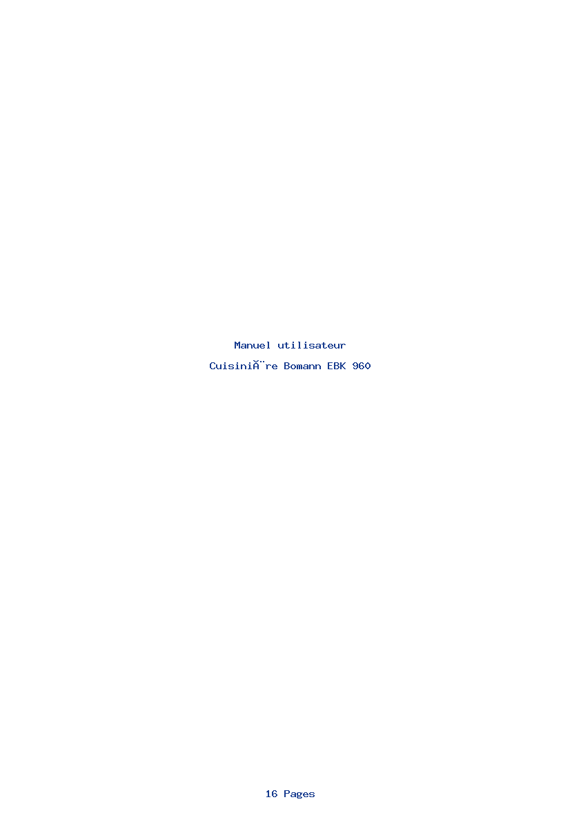 Page 1 de la notice Manuel utilisateur Bomann EBK 960