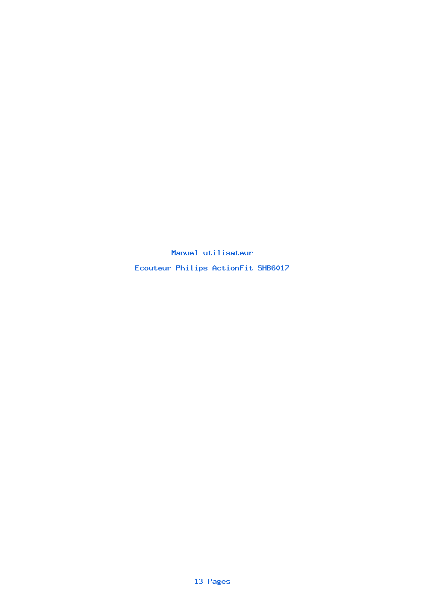 Page 1 de la notice Manuel utilisateur Philips ActionFit SHB6017