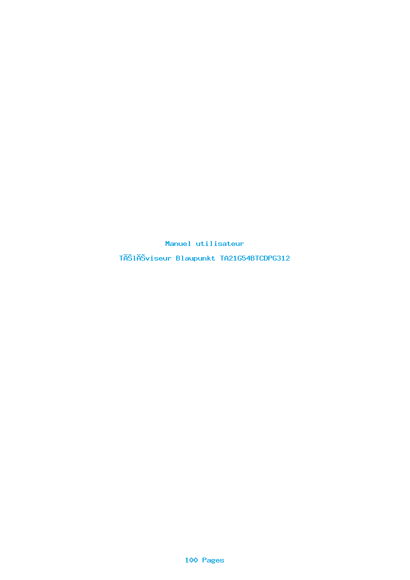 Page 1 de la notice Manuel utilisateur Blaupunkt TA21G54BTCDPG312