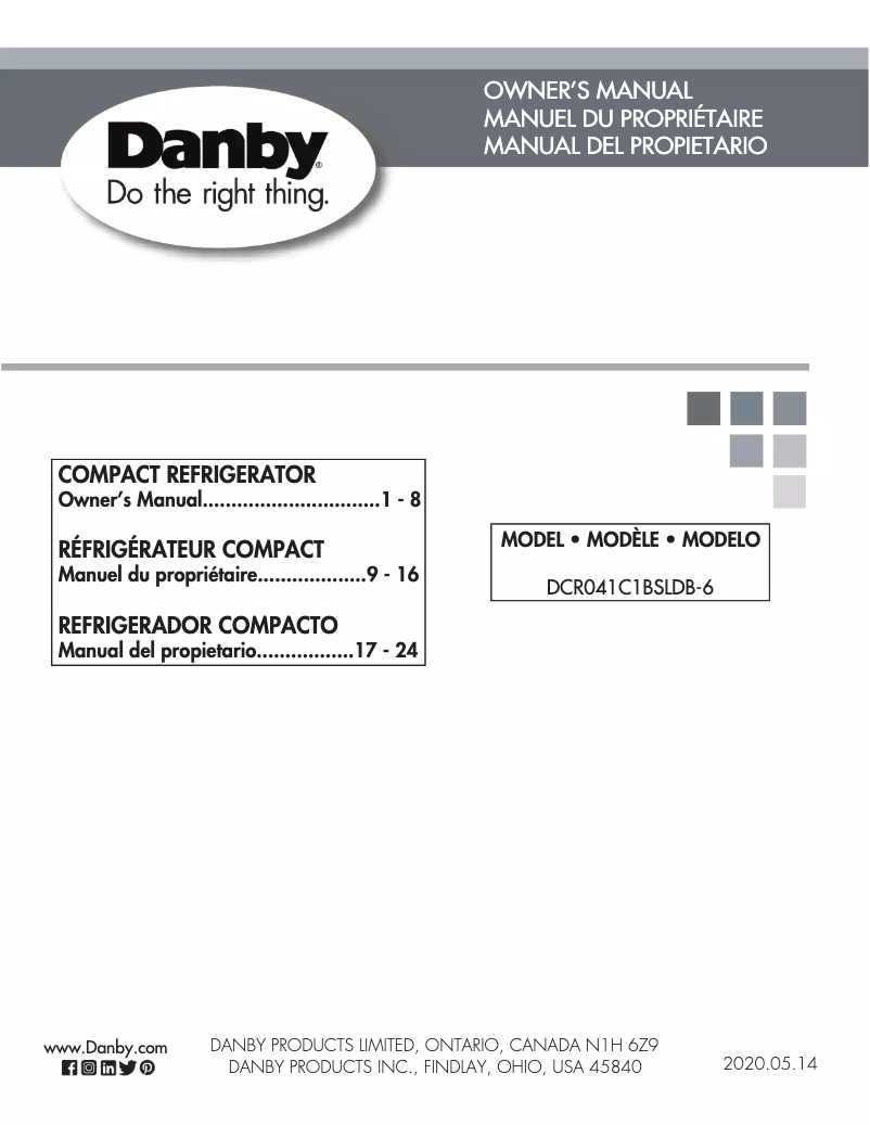 Page 1 de la notice Manuel utilisateur Danby DCR041C1BSLDB-6
