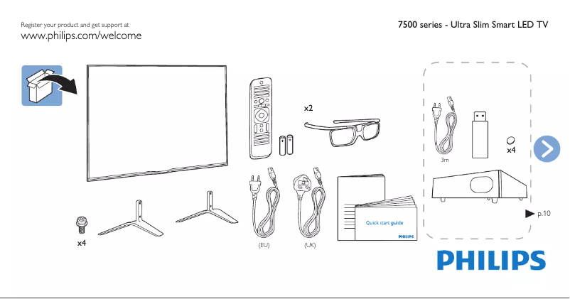 Page n°1 - Guide de démarrage rapide Philips 65PFS7559