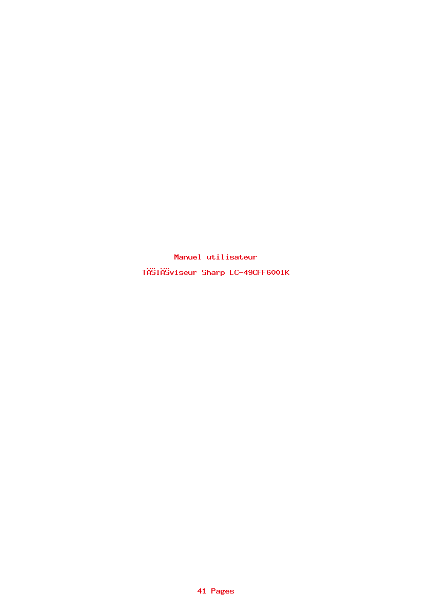 Page 1 de la notice Manuel utilisateur Sharp LC-49CFF6001K