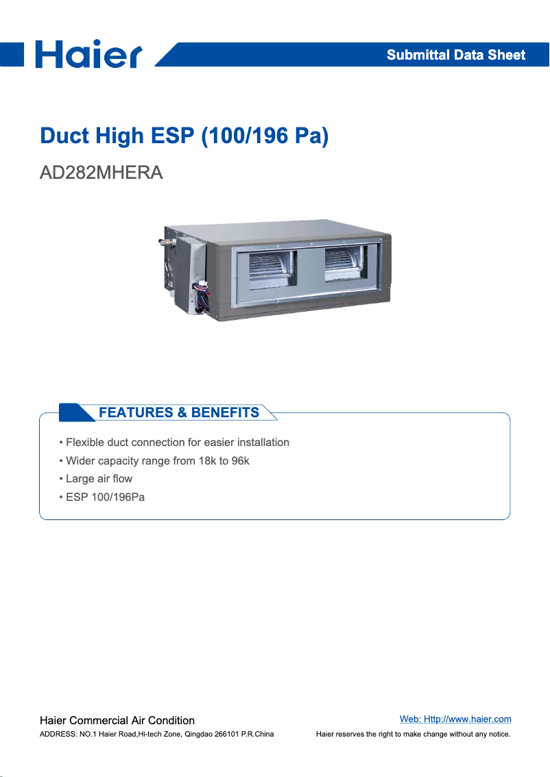 Página 1 del manual Manual de usuario Haier AD282MHERA