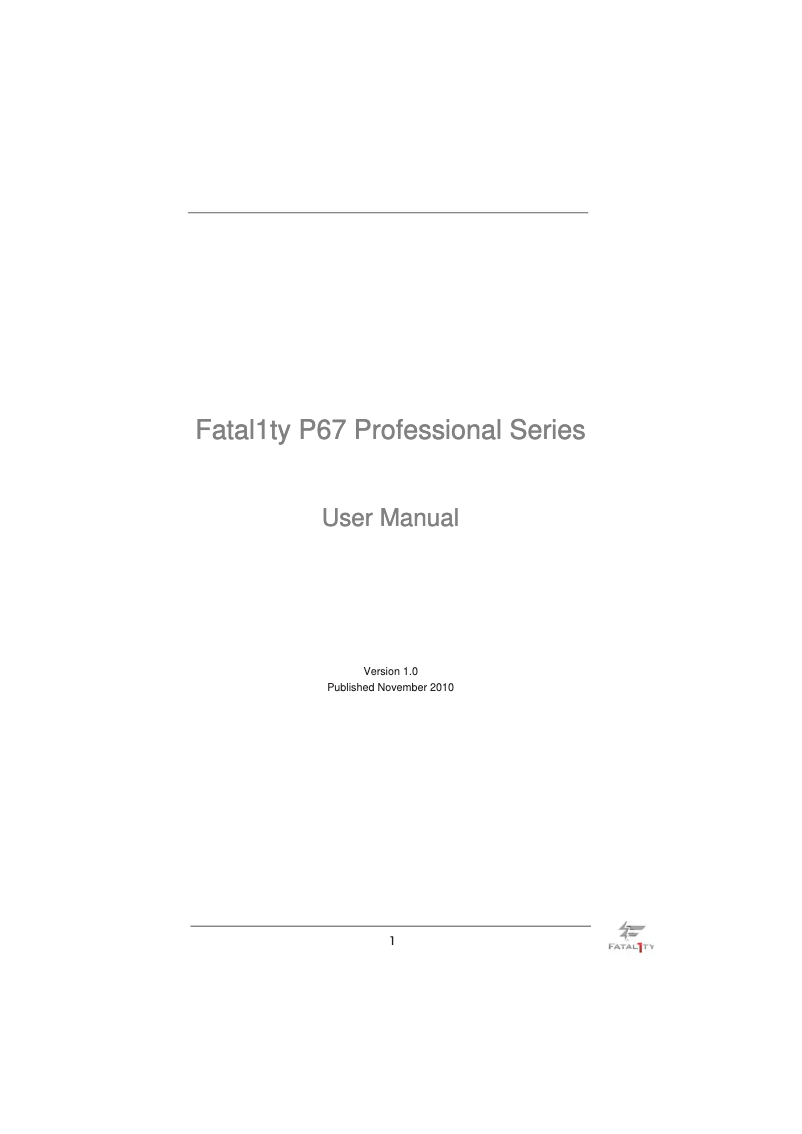 Page 1 de la notice Manuel utilisateur Asrock Fatal1ty P67 Professional