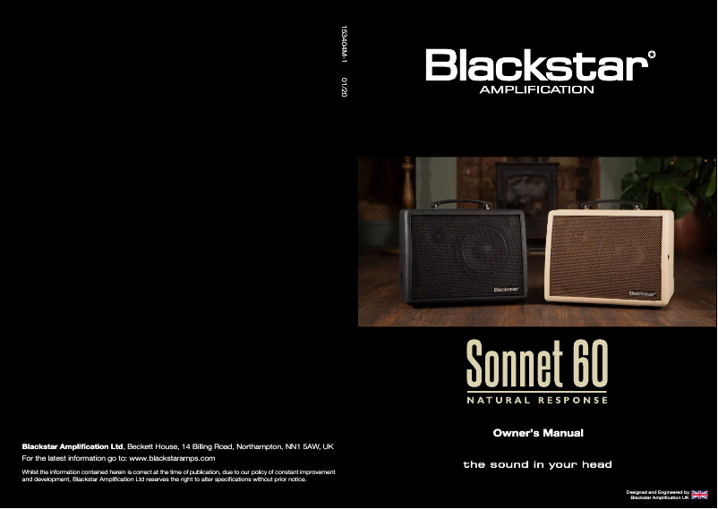 Page 1 of the manual User Manual Blackstar Sonnet 60