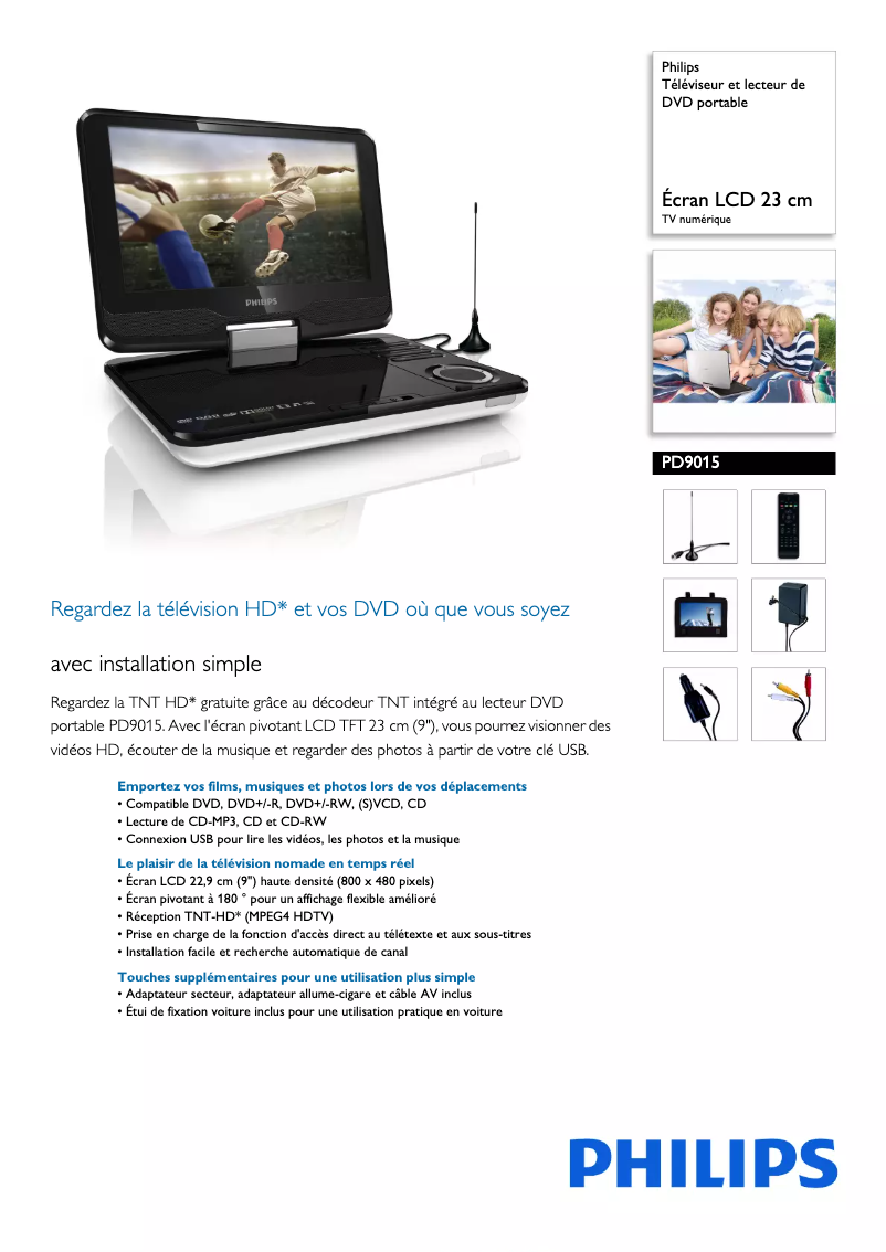 Página 1 del manual Ficha técnica Philips PD9015