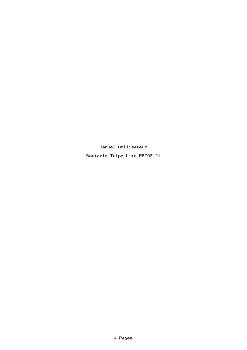 Page 1 de la notice Manuel utilisateur Tripp Lite RBC96-2U