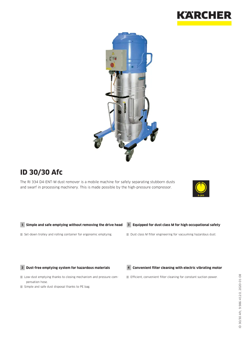 Page 1 de la notice Fiche technique Kärcher ID 30/30 Afc