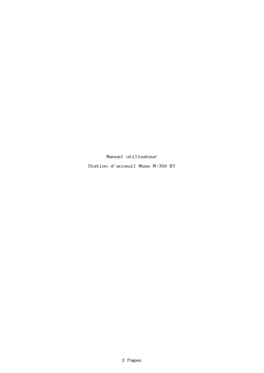 Page 1 de la notice Manuel utilisateur Muse M-350 BT