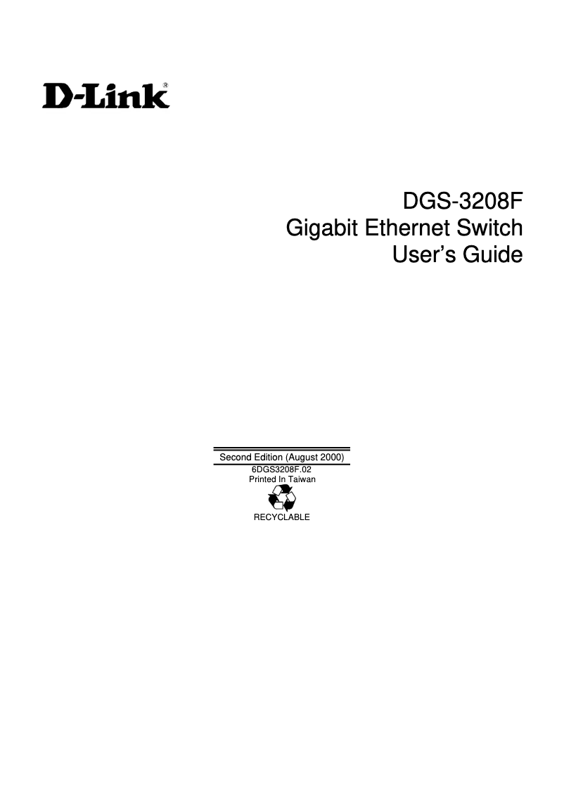 Page 1 de la notice Manuel utilisateur D-Link DGS-3208F