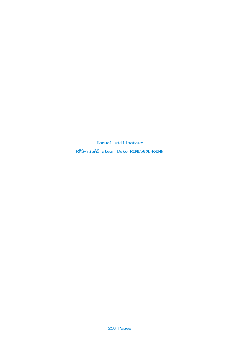 Page 1 de la notice Manuel utilisateur Beko RCNE560E40DWN