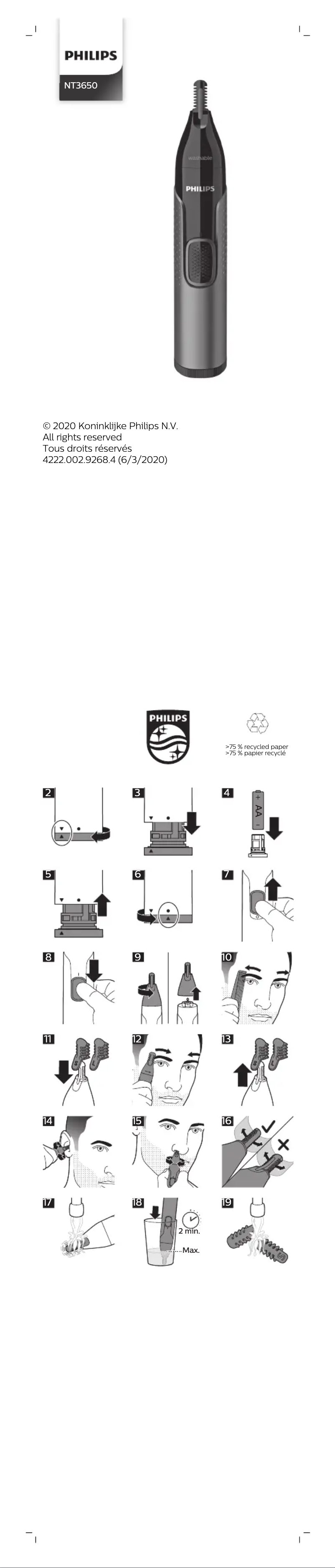 Page 1 de la notice Manuel utilisateur Philips Series 3000 NT3650