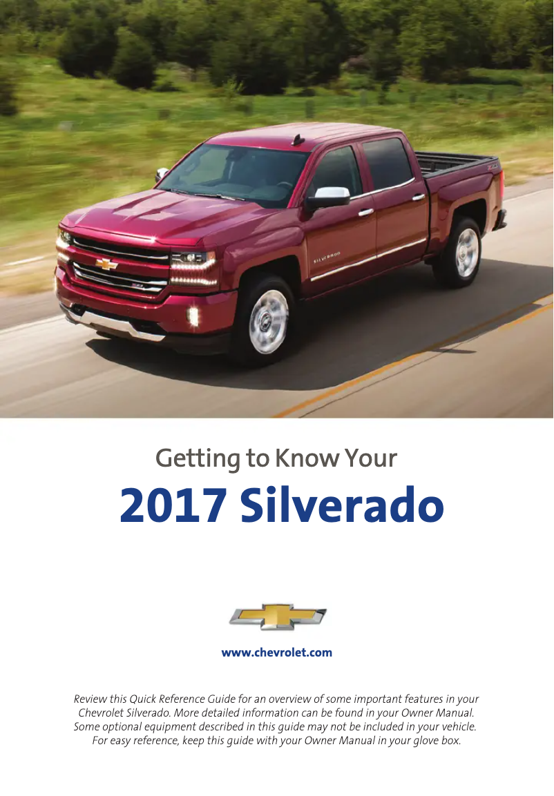 Page 1 de la notice Guide de démarrage rapide Chevrolet Silverado 2500 HD (2017)