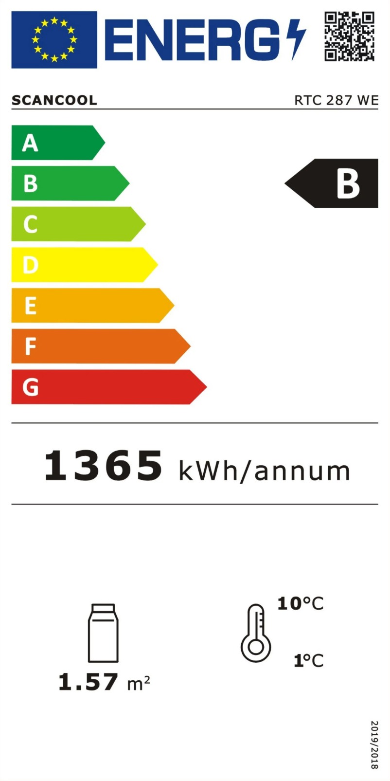 Page 1 de la notice Label énergétique Scancool RTC 287 WE