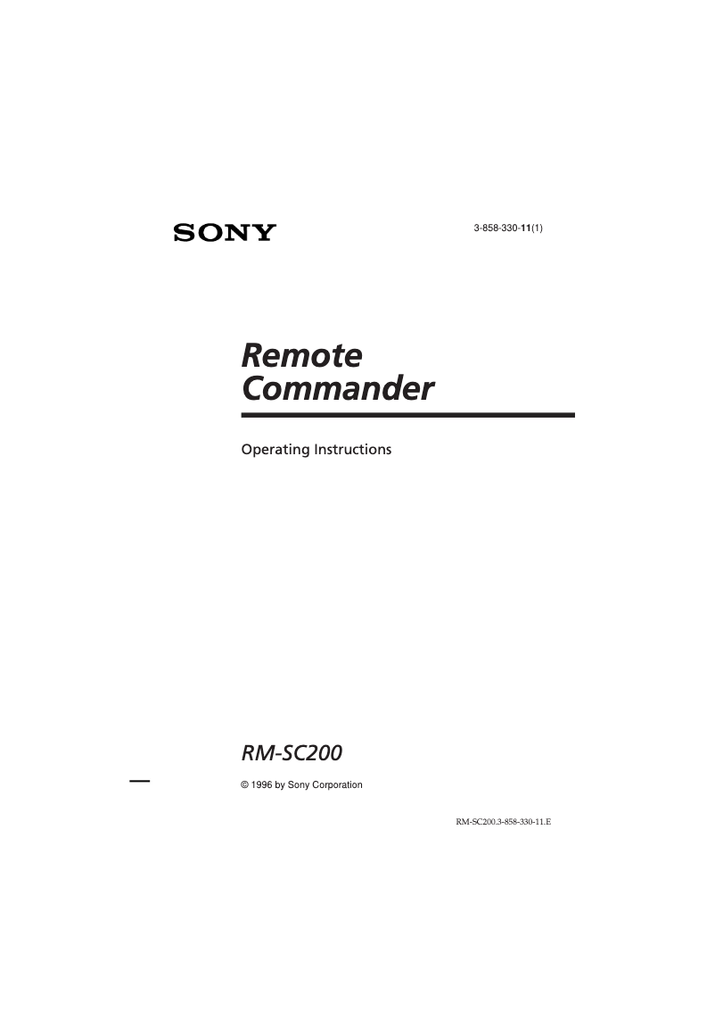 Page 1 of the manual User Manual Sony RM-SC200