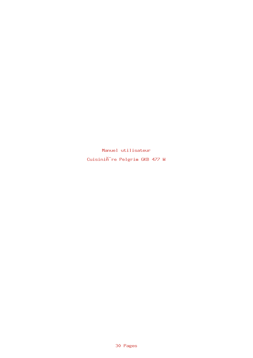 Page 1 de la notice Manuel utilisateur Pelgrim GKB 477 W