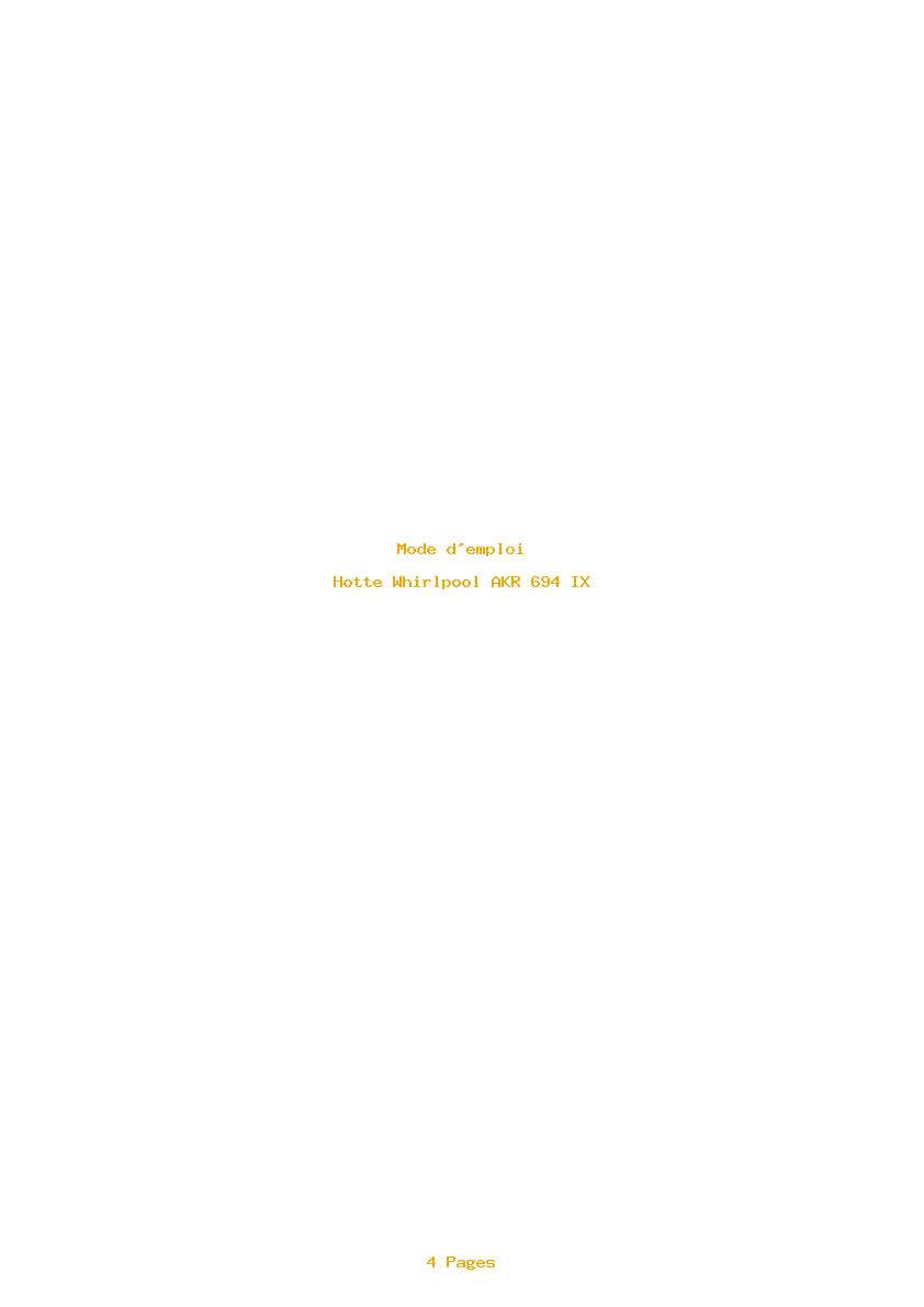 Page 1 de la notice Mode d'emploi Whirlpool AKR 694 IX