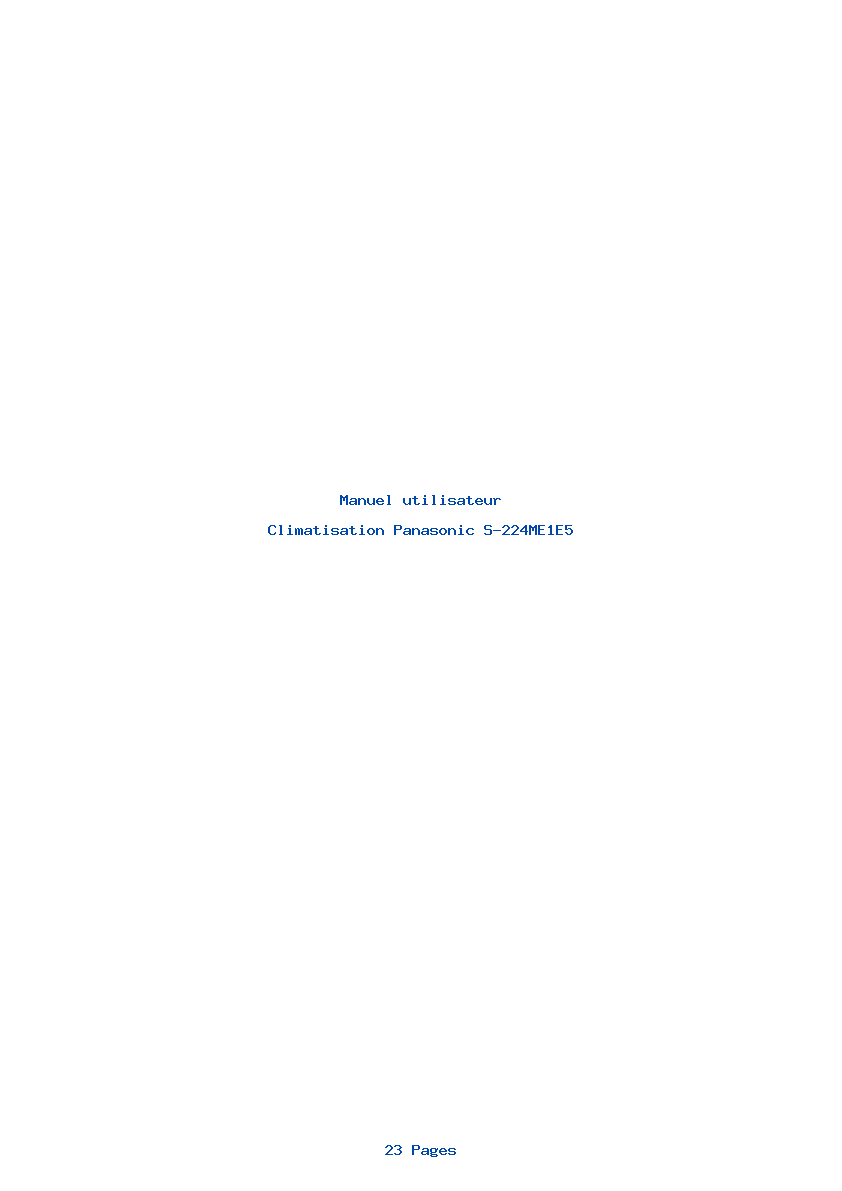 Page 1 de la notice Manuel utilisateur Panasonic S-224ME1E5