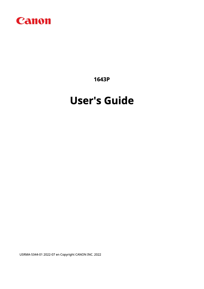 Page 1 de la notice Manuel utilisateur Canon 1643P