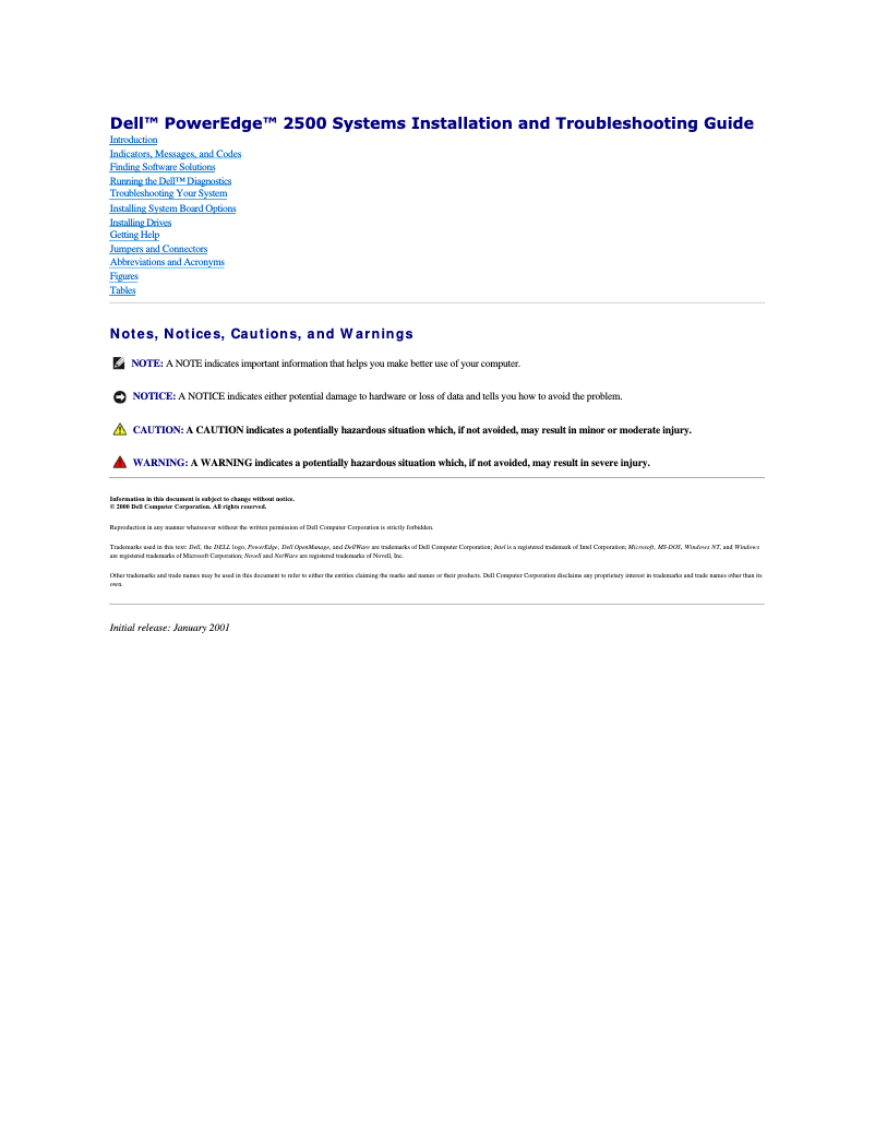 Page 1 de la notice Manuel utilisateur Dell PowerEdge 2500