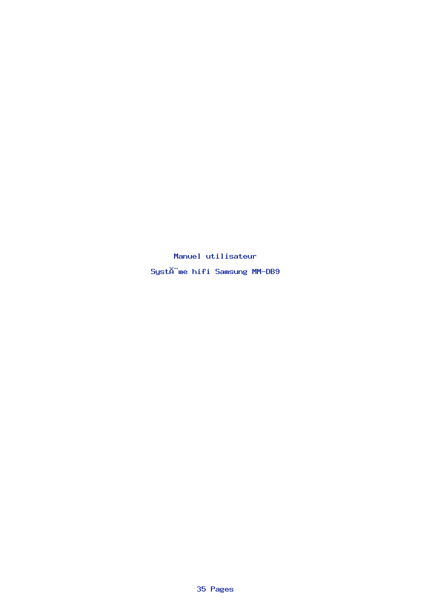 Page 1 de la notice Manuel utilisateur Samsung MM-DB9