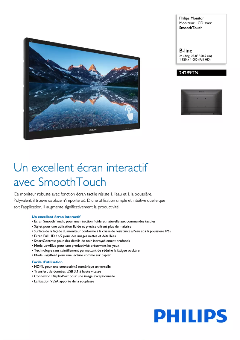 Page n°1 - Fiche technique Philips B Line 242B9TN
