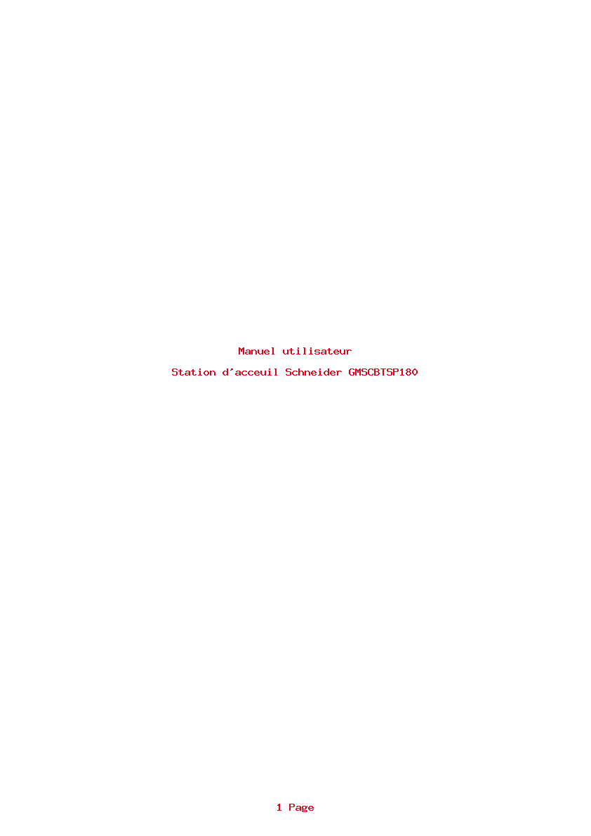 Page 1 de la notice Manuel utilisateur Schneider GMSCBTSP180