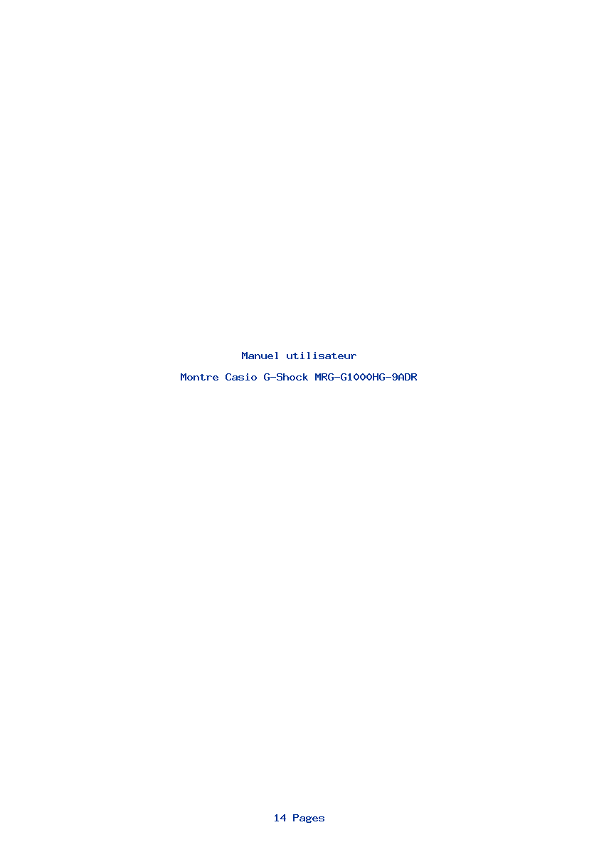 Page 1 de la notice Manuel utilisateur Casio G-Shock MRG-G1000HG-9ADR