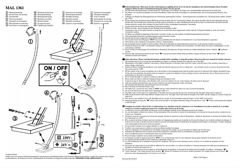 Page 1 de la notice Manuel utilisateur Briloner MAL 1361