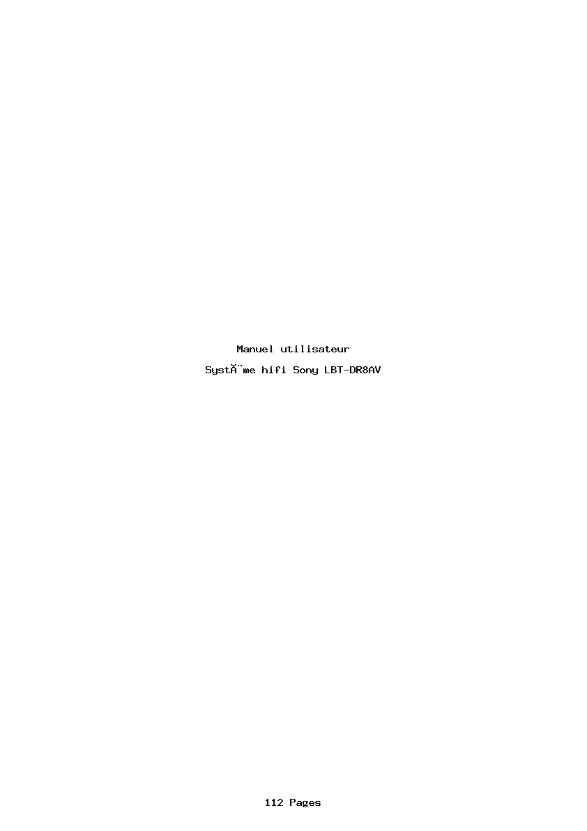 Page 1 de la notice Manuel utilisateur Sony LBT-DR8AV