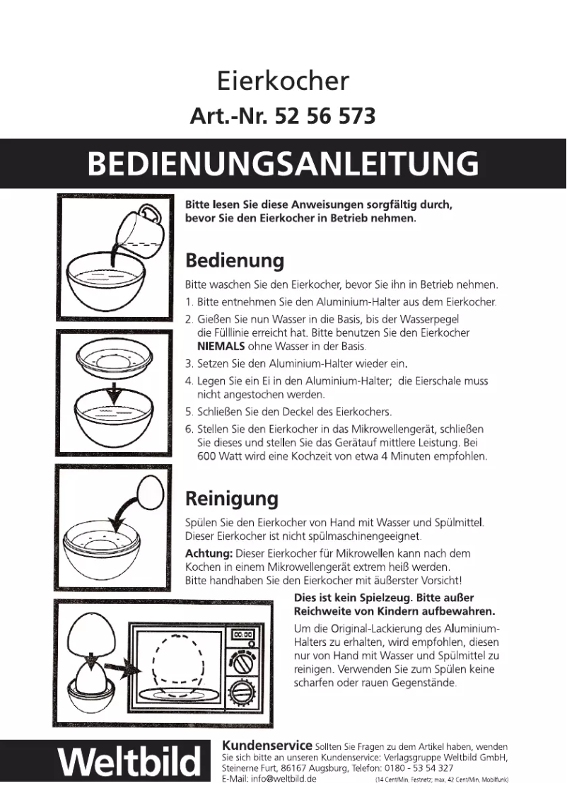 Page 1 of the manual User Manual Weltbild 52 56 573