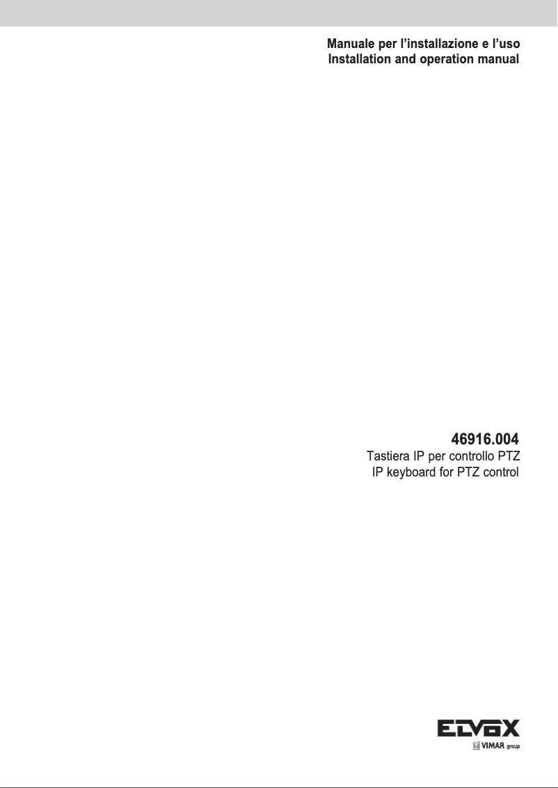 Page 1 of the manual User Manual Vimar ELVOX 46916.004